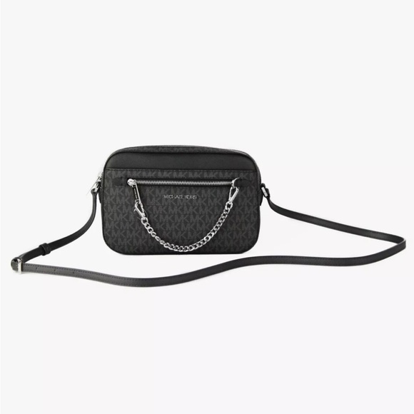 NWT Michael Kors Jet Set Large Logo Crossbody Bag with Zip Chain - Picture 3 of 6